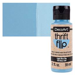 DecoArt Thrift Flip Multi-Surface Paint - Light Blue Sky, 2 oz bottle and swatch