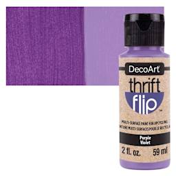 DecoArt Thrift Flip Multi-Surface Paint - Purple, 2 oz bottle and swatch