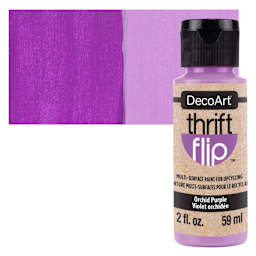 DecoArt Thrift Flip Multi-Surface Paint - Orchid Purple, 2 oz bottle and swatch