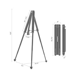 KraftGeek Easel with dimensions listed for fully extended and compact options
