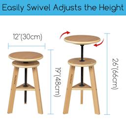 Meeden Adjustable Drafting Stool - 19" - 26" H, 12" Dia. - dimensions and swivel