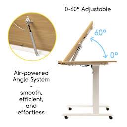 Meeden Electric Drafting Table - 40" W x 27" L - Air-powered Adjustable Angle System