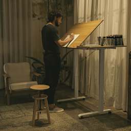 Meeden Electric Drafting Table - 40" W x 27" L - in use in studio