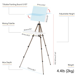 Meeden Watercolor Plein Air Easel - dimensions