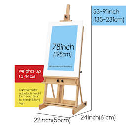 Meeden Classic Heavy Duty H-Frame Easel - 22” W x 24” D, 53" - 91" H - dimensions