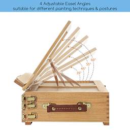Meeden Adjustable Sketchbox Tabletop Easel side view showing degrees of tilt