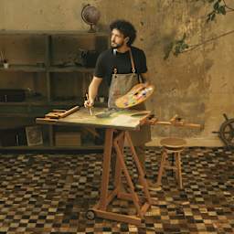 Meeden Versatile H-Frame Easel - in use in studio