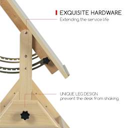 Meeden Wood Drafting Table - 35-1/2” W x 23-1/2” L - exquisite hardware and unique leg design