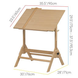 Meeden Wood Drafting Table - 35-1/2” W x 23-1/2” L - overall dimensions