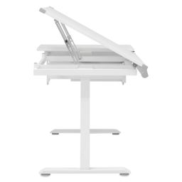 Studio Designs Graphix E-Lift Workstation, side view with top raised