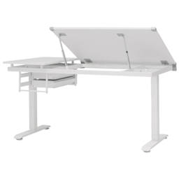 Studio Designs Graphix E-Lift Workstation, back view with table top raised