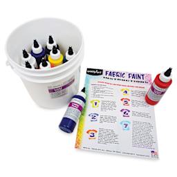Handy Art Fabric Paint - Primary Set of 9 w/ Bucket, 4 oz contents including written instructions