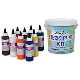 Handy Art Fabric Paint - Primary Set of 9 w/ Bucket, 4 oz