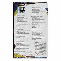 Pebeo Setacolor Leather Paint Set - Set of 10, Selection Box back of packaging