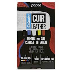 Pebeo Setacolor Leather Paint Set - Set of 7, Starter Box front of packaging
