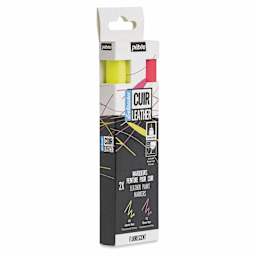 Pebeo Setacolor Leather Paint Markers - Set of 2, Fluorescents packaging angled view