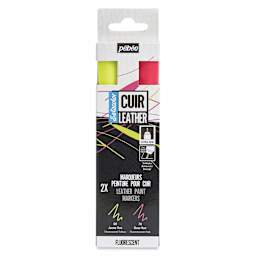Pebeo Setacolor Leather Paint Markers - Set of 2, Fluorescents front of packaging