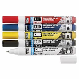 Pebeo Setacolor Leather Paint Markers - Set of 5, Primary Colors