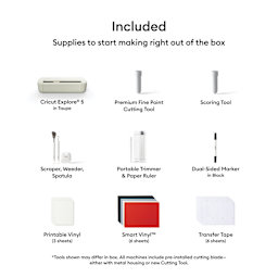 Cricut Explore 5 with Essential Bundle included contents