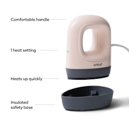 Comfortable handle. 1 heat setting. Heats up quickly. Insulated safety base.