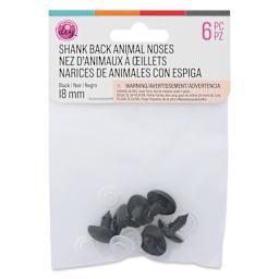 Cousin DIY Shank Back Animal Noses - Pkg of 6, Black, 18 mm front of packaging