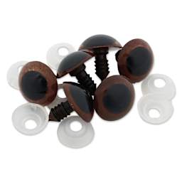 Cousin DIY Shank Back Animal Eyes - Pkg of 6, Animal Brown, 18 mm