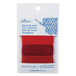 Clover Darning Yarn - Set of 3, Red, 17.5 yds in packaging