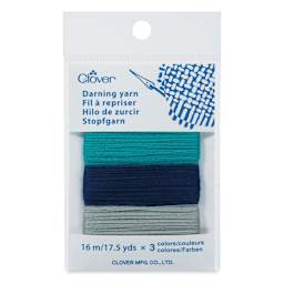 Clover Darning Yarn - Set of 3, Blue, 17.5 yds in packaging