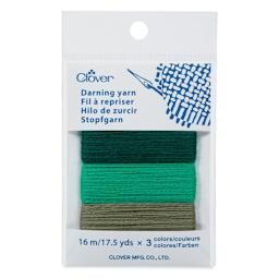 Clover Darning Yarn - Set of 3, Emerald, 17.5 yds in packaging
