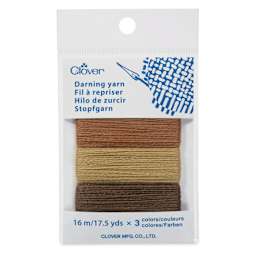Clover Darning Yarn - Set of 3, Brown, 17.5 yds in packaging