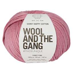 Wool and the Gang Shiny Happy Cotton Yarn - Candy Pink, 155 yds
