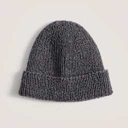 Rico Design Soft Alpaca Yarn - Slate, 137 yds showing completed hat project