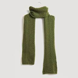 Rico Design Soft Alpaca Yarn - Olive, 137 yds showing completed scarf project