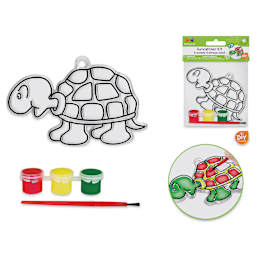 Krafty Kids DIY 3D Suncatcher Kit - Turtle (contents, packaging, painting)