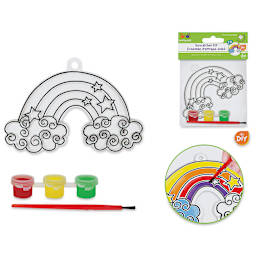 Krafty Kids DIY 3D Suncatcher Kit - Rainbow (contents, packaging, painting)