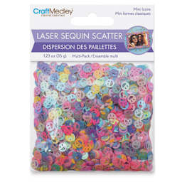 Craft Medley Mini Laser Sequin Scatter - Smiley Face, 1.23 oz front of packaging