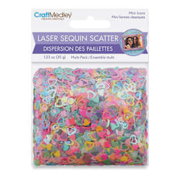 Craft Medley Mini Laser Sequin Scatter - Open Heart, 1.23 oz front of packaging