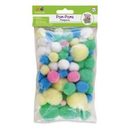 Krafty Kids Pom Poms - Pastel Colors, Assorted Sizes, Package of 90 (In packaging)