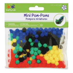Krafty Kids Pom Poms - Primary Colors, 3/8", Mini, Package of 200 (In packaging)