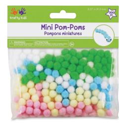 Krafty Kids Pom Poms - Pastel Colors, 3/8", Mini, Package of 200 (In packaging)
