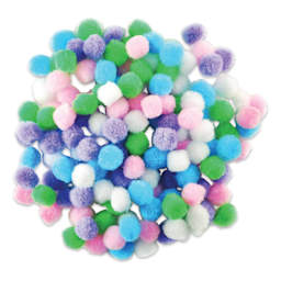 Krafty Kids Pom Poms - Pastel Colors, 1/2", Mini, Package of 150