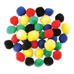 Krafty Kids Pom Poms - Primary Colors, 1-1/4", Package of 40
