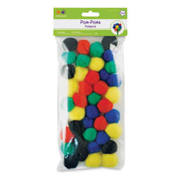 Krafty Kids Pom Poms - Primary Colors, 1-1/4", Package of 40 - front of packaging