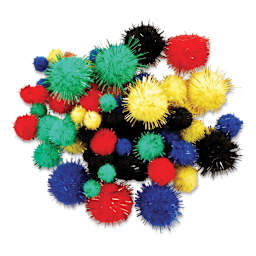 Krafty Kids Tinsel Pom Poms - Primary, Package of 75