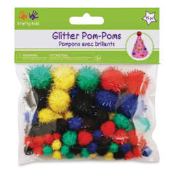 Krafty Kids Tinsel Pom Poms - Primary, Package of 75 (In packaging)