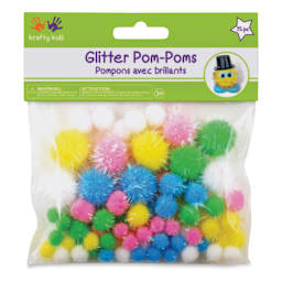 Krafty Kids Tinsel Pom Poms - Pastel, Package of 75 (In packaging)