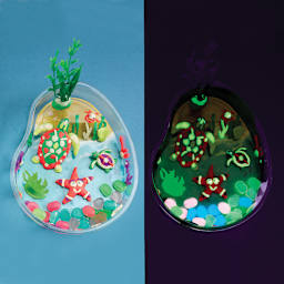 Glow in the Dark Turtle Lagoon Set - Finished Lagoon shown in light and dark