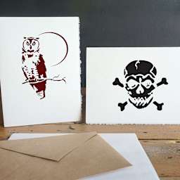 Stencil1 Multipack Stencil - Halloween, Set of 4, 8-1/2" W x 11" L (Sample owl and skull with crossbones prints)