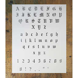 Stencil1 Font Stencil - Old English, 1/2" Letters (Sample Letters)