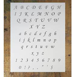 Stencil1 Font Stencil - Corsiva, 1/2" Letters (Sample Letters)